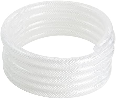 3/8’’ ID × 19/32’’ OD - 25 ft Clear Braided Hose Plastic Vinyl Tubing, High Pressure Flexible Reinforced PVC Tube for Transfer Water Air Oil, BPA Free & Non-Toxic