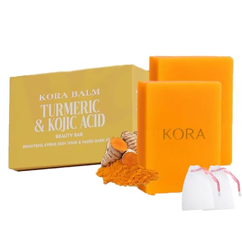 KORA BALM Turmeric Soap - Brightens & Restores Natural Glow Infused with Vitamins & Essentials oils (2PCS)