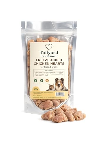 Freeze-Dried Chicken Hearts for Cats & Dogs 500 g Giant Pack | 100% Single-Ingredient High-Protein Training Treats & Food Topper | Grain-Free Raw-Feeding Friendly