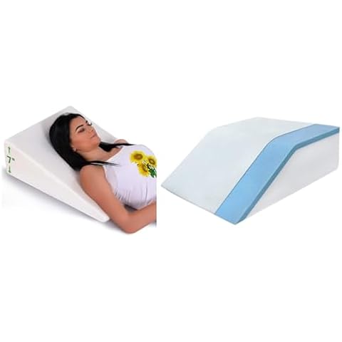 Abco Tech 7-inch Memory Foam Bed Pillow Wedge for Sleeping and Cooling Memory Foam Leg Elevation Pillow with Washable Covers Cover