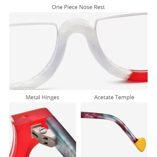 Image of HEPIDEM Matte Multicolor Acetate Glasses Frame Women,Semi Rimless Round Optical Eyeglasses
