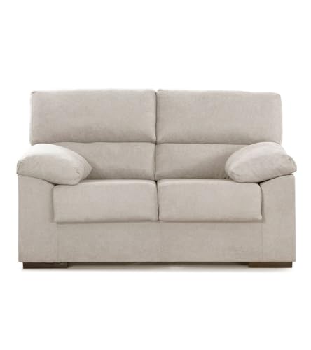 SWEET SOFA® - Sofá 2 plazas 140 cm Denver, sofá tapizado Antimanchas Beige, sofá desenfundable Estructura Madera (97 Altura x 85 Prof)