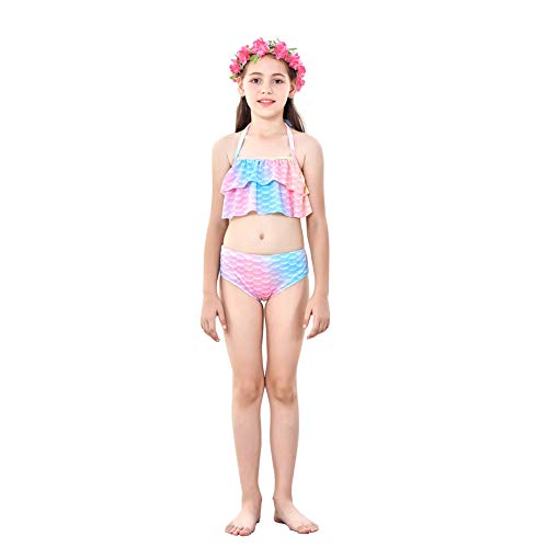 5Pcs Girls Swimsuit Mermaid Tails for Swimming Princess Bikini Bathing Suit Set Can Add Monofin 4T 6T 8T 10T 12T (as1, Age, 6_Years, GB15) - Thumbnail 5