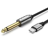 J&D USB-C - 6.35mm 1/4インチ TSオーディオケーブル 金メッキ USB Type C - 1/4インチ オス モノ相互接続 Aux アダプターケーブル iPhone 15/16シリーズ対応 6.5フィート