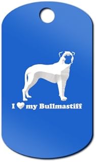 I Love My Bullmastiff Engraved Keychain/GI Tag Mister Petlife Blue