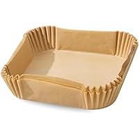 PARENCE.- Set mit 20 quadratischen Papierböden für Heißluftfritteuse 20x20x4 cm – Hitzebeständige antihaftbeschichtete Einwegformen – Airfryer, Backofen, Mikrowelle, Dampfzubehör