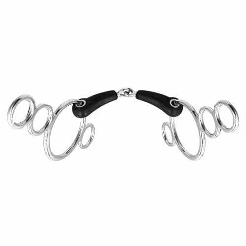 Equine Smile ES0237 Gebiss 4-Ring 4-Fach Ringtrense Gummigebisse Einfach Gebrochen mit Gummi aus Edelstahl Gebissstärke 20 mm (12.5 cm)