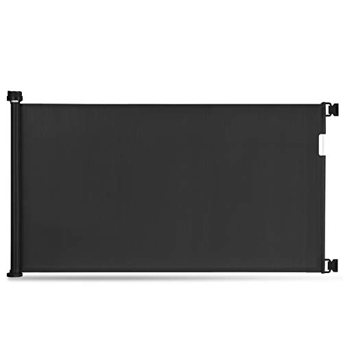 Image of Retractable Baby Gate, Momcozy Mesh Safety Gate for Babies and Pets, Extra Wide Safety Baby Gate 33" Tall, Extends to 55" Wide, Pet Dog Gate for doorways, Stairs, Hallways, Indoor/Outdoor (Black)