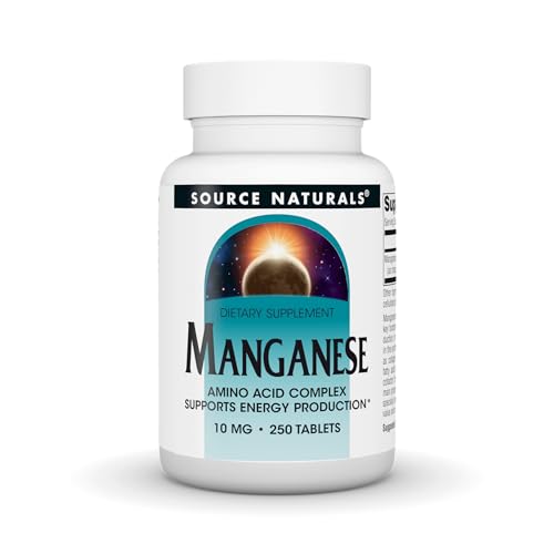 Source Naturals Manganese Amino Acid Complex - Supports Energy Production* - 10 mg - 250 Tablets
