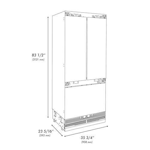 ZLINE Autograph Edition 36 Inches 19.6 Cubic Feet French Door Built-In Bottom Freezer Refrigerator with Water Dispenser and Ice Maker with Polished Gold Accents (RBIVZ-36-G) - Thumbnail 3