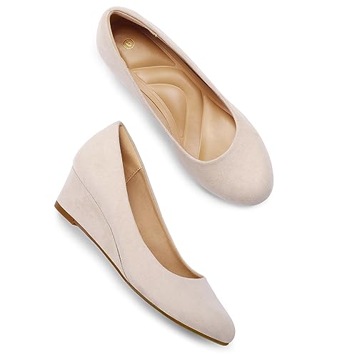 Image of mysoft Women's Wedge Pumps Low Heel Closed Toe 2in Dress Shoes