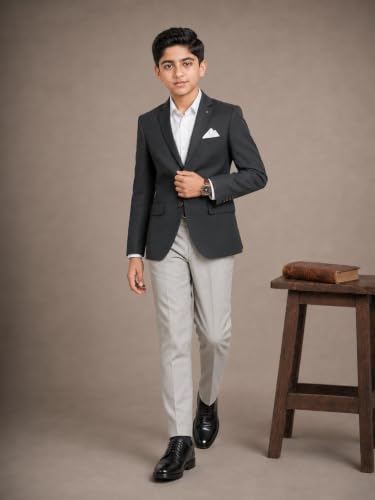 Image of SaintX Kids Boys Tailored Premium Coat Blazer | 4-Way Stretchable Wrinkle Free Fabric | Fully Lined | Slim Fit | Versatile Formal & Casual Jacket for Boys (1-14 Years KB01)