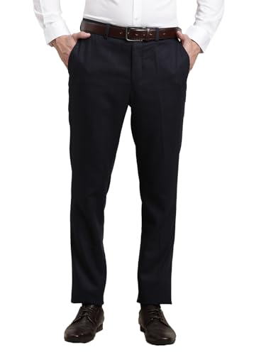 Pantalon à carreaux Turtle pour homme, coupe ajustée et devant plat bleu marine