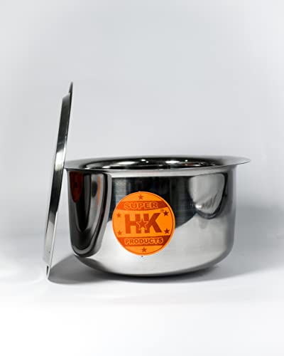 Image of Round Bottom Patila /Bhagona /Tapeli /Handi Stainless Steel with LID (8 Litre)