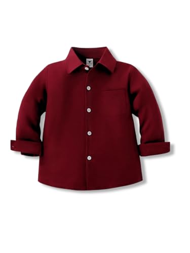 Image of Shirt for Kids | Long Sleeve Club Collar Shirts | Formal and Casual Wear | Stylish Solid Shirt for Boys and Girls | Regular Fit Buttoned and Chest Pocket