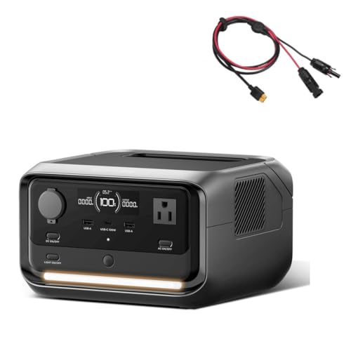 EF ECOFLOW River 3 Plus Portable Power Station with Solar Charge Cable(2.5M/8Ft), 286Wh LiFePO4 Battery, 3 Up to 1200W AC Outlets,