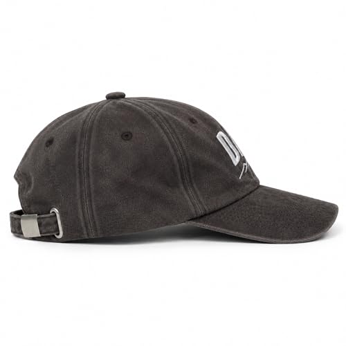 Image of Dad Hat for Men, Washed Cotton Baseball Cap with Brown Leather Patch, Adjustable