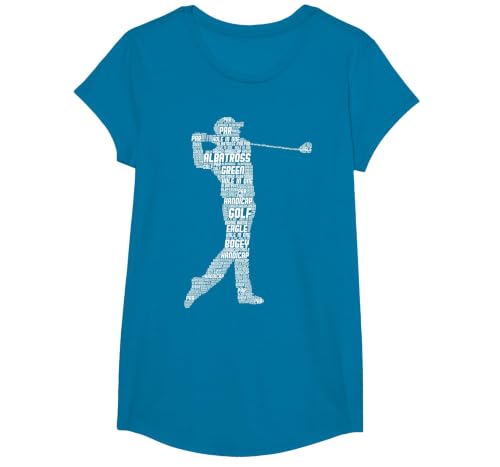 Golf Golfer Golf Player Men Children Boys T-Shirt, Girls, Sapphire Blue, Medium