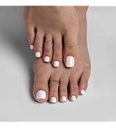 BTArtbox False Toenails Short - White Stick on Toe Nails, 32 Pcs Square Press on Toenails, Light ...