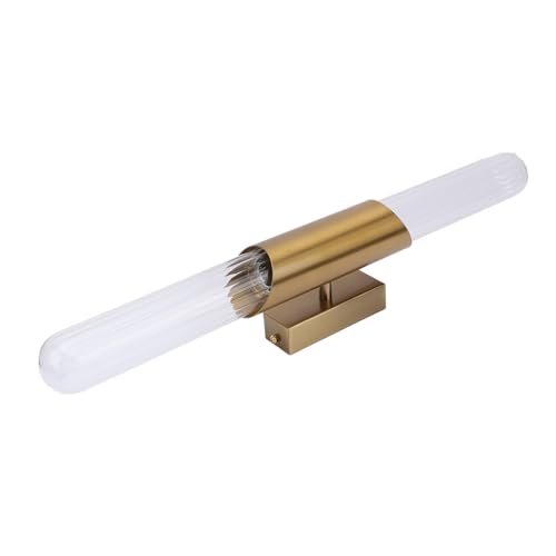 Lámpara de pared de oro cepillado Cocoarm con dos bombillas E26 para el tocador del baño