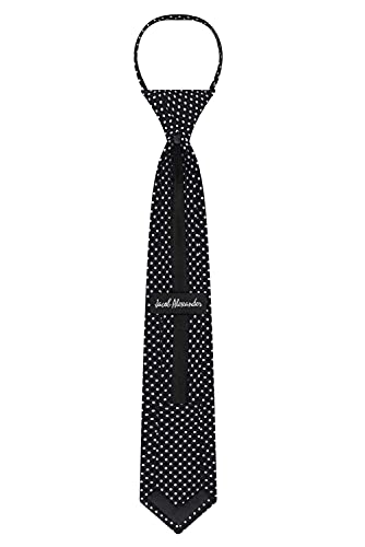 Jacob Alexander Polka Dot Print Boys 14" Polka Dotted Zipper Tie - Black #TOP2