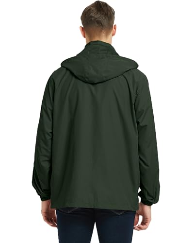 Image of Mywu Men's Water-resistant Rain Jacket Lightweight Windbreaker Hooded Rain Coat for Adults Outdoor Hiking Camping