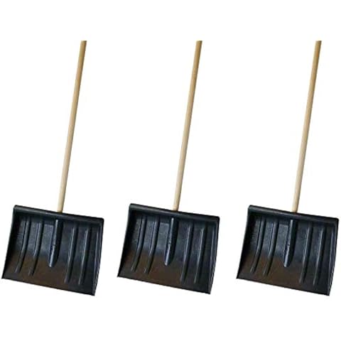 3x Shovel 1.2m Snow Pusher Scooper Mucking Out Garden Car Spade Winter Metal 120cm Steel Digging Building Patio Durable Strong Heavy Duty Cover