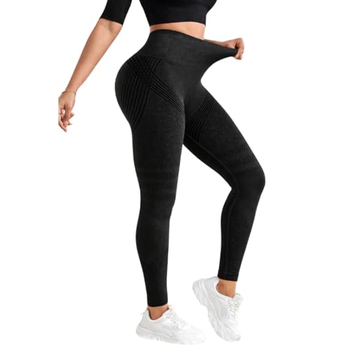 Legging Anti Cellulite Femme, Legging Push Up Taille Haute, Pantalon de Sport Femme 3D Compression, Legging Gainant Fitness Yoga Running, Slim Sculptant Respirant – vue 8