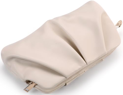 Image of Women Clutch Bag Dressy Formal Handbag Pleated PU Clutch Purse Detachable Chain