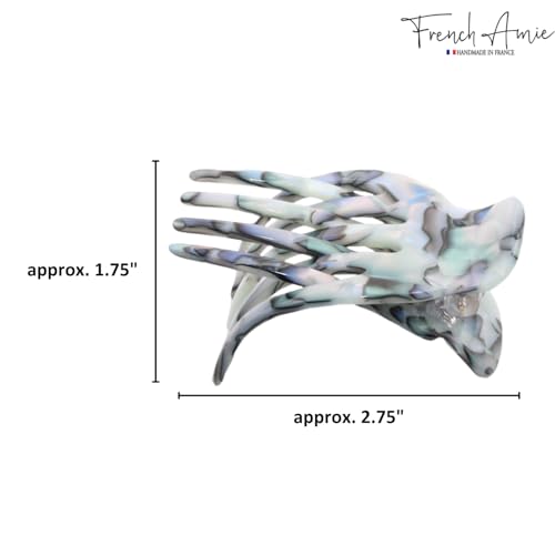 French Amie Bear Paw Aqua Marble Small 2 ¾” Celluloid Handmade Salon Hinge Side Slide Yoga Jaw Hair Claw Clip (Aqua Marble)