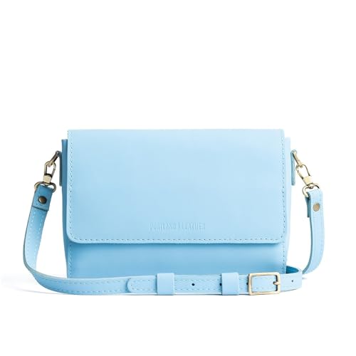 Portland Leather Goods Metro - Bolso cruzado para mujer, hecho a mano con las mejores pieles de grano completo, azul (Glacial Blue)