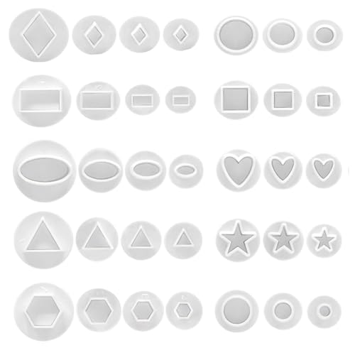 JINJUMEI 35 Piezas Cortador Fondant Moldes, Juego de Cortadores de Émbolo para Fondant, Fondant Moldes Cortador de Émbolo para Corazón, Círculo, Estrella, Formas Geométricas Cortadores Fondant
