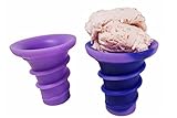 Ice Cream Cone Reusable Flexible Perfect For Kids and Adults, Full Size, Ideal Gift, Change Color With Ice Touch BPA Free Purple Blue