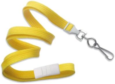 Yellow 3/8" Wide 36" Flat Braid Breakaway Lanyard, Swivel Hook (100/bag)
