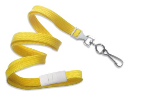 Image of 3 /8 inch Yellow Flat Braid Lanyard with Breakaway and Swivel Hook - 2137-5009