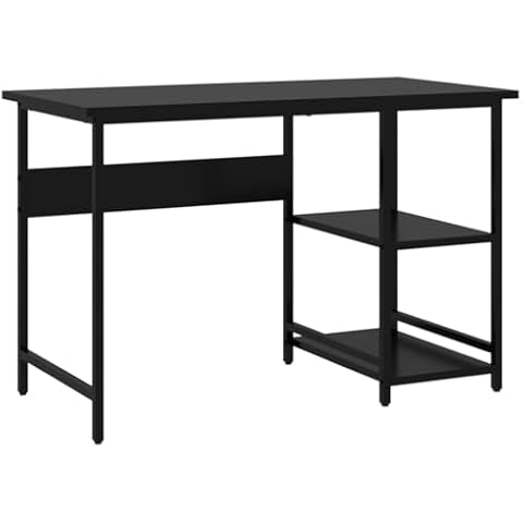 vidaXL Black Office Desk with Spacious Workspace Cover