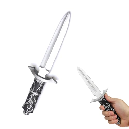 CarPlusStudio Fake Dagger - 12 Inch PU Prop Knife for Martial Arts Training, Toy Dagger for Costume Cosplay, Fake Knife Rubber Foam Practice Blade for Kids, Adults, Halloween & Party Props