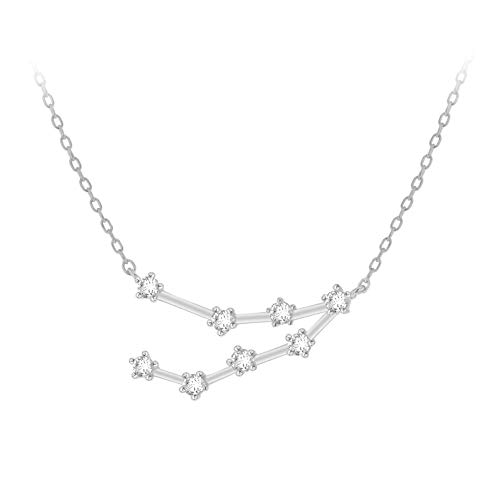 Tuscany Silver Women's Sterling Silver Rhodium Plated CZ Capricorn Star Constellation Necklace - 43cm/17-46cm/18