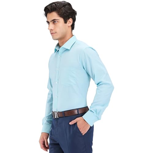 Image of Park Avenue Men's Slim Fit Structure Pattern Cotton Polyester Blend Semi Cutaway Collar Full Sleeve Formal Shirt