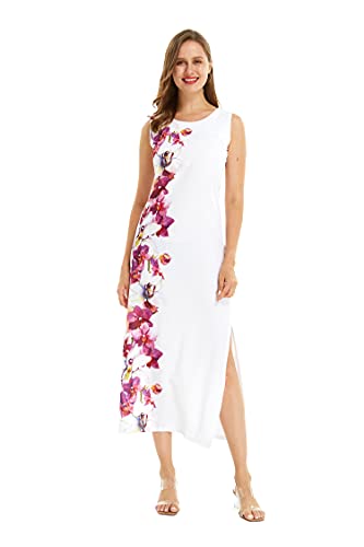 Matchable Couple Hawaiian Luau Men Shirt or Women Maxi Tank Dress in Watercolor Orchid2