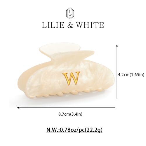 Image of LILIE&WHITE Acrylic Letter Hair Clips For Women Stylish W Initial Hair Claw Alphabet Hair Clip Fashion Glitter Monogram Claw Clip Elegant And Durable Hair Accessory Large Hair Clips W