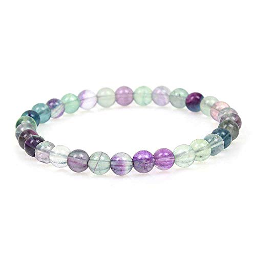 MJDCB Bracciale Pietre Fluorite Colorato Naturali, 6mm Perle Braccialetti Portafortuna