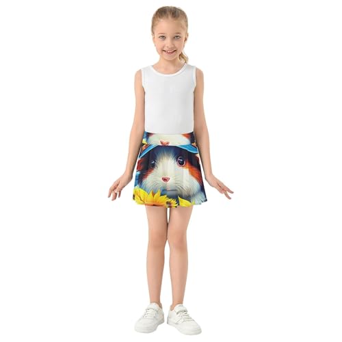 Blue Pink Girls Skorts Athletic Shorts Skirts with Shorts Pleated Cute Guinea Pig Blue Cap 4t3