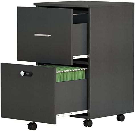 Koifuxii 2 Drawer File Cabinet with Lock, 2 Drawer Filing Cabinets for Home Office, Wood Filing Cabinet Under Desk, Rolling Printer Stand Vertical File Cabinets