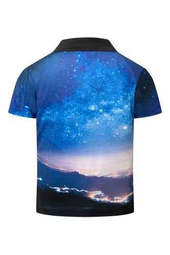 Boys Polo Shirt Short Sleeve Summer Casual Sport Golf School Uniform Clothes Graphic Printed Blue L #TOP2