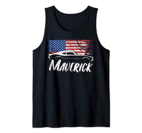 Maverick 302 Vintage American Flag USA Muscle Car Camiseta sin Mangas