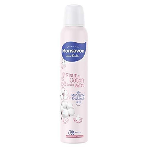 Déodorant spray Monsavon au lait et coton lot de 4 flacons de 200ml