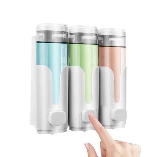Dispensador De Jabón De Pared -ABS 21x20cm Manual Recargable Sin Taladro, Dispensador De Jabón Para Baño Juego De 3 Botellas Para Ducha Champú Acondicionador Gel De Baño Líquido Hogar Cocina Hotel Res