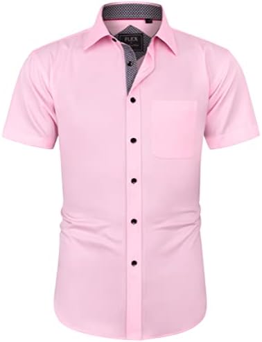 J.VER Men's Short Sleeve Dress Shirts Stretch Wrinkle Free Casual Button Down Shirts with Pocket for Business Wedding