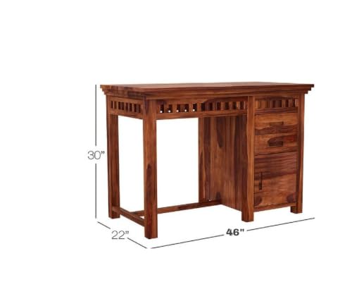 Image of Solid Sheesham Wooden Study Table & Desk with Drawer for Office and Home | Computer Laptop Table | Reading & Writing Desk | Laptop Desk (Honey C)